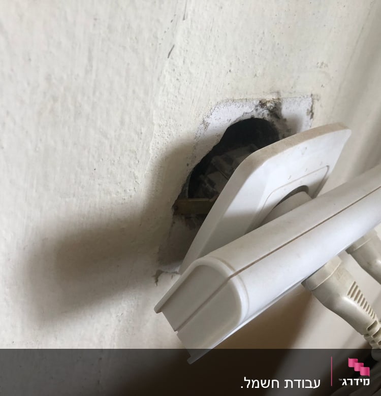 שקע חשמל עם תקע כפול מחובר לקיר